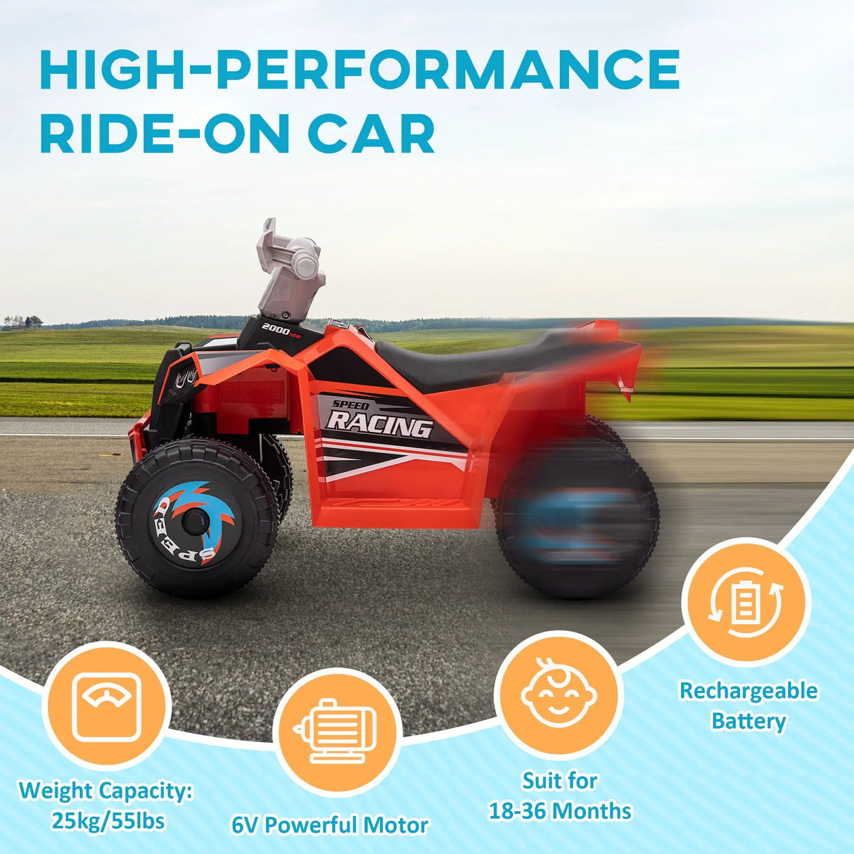 Kids Electric 6V Ride-On ATV With Wear-Resistant Wheels - Omega Lifestyles