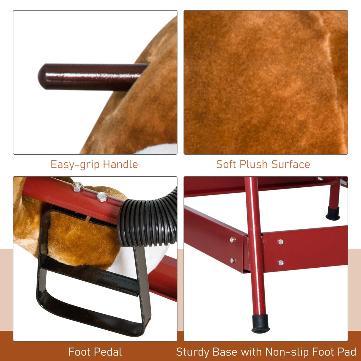 Plush Brown Kids Spring Rocking Bull Toy - Omega Lifestyles