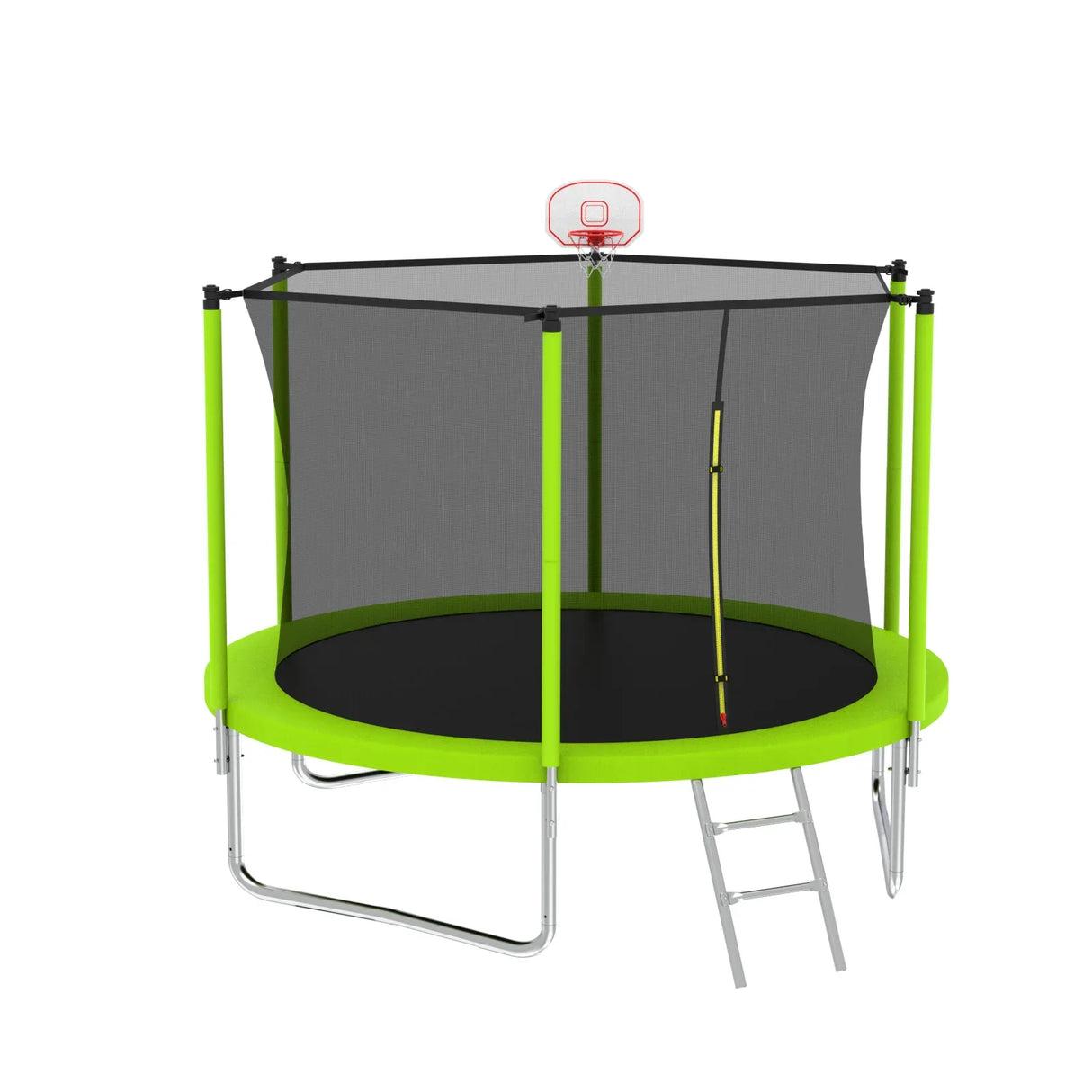 8-Inch Green Safety Enclosure Outdoor Trampoline - Omega Lifestyles