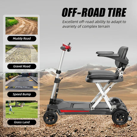 Folding Compact 4-Wheel Mobility Scooter With 24-Mile Range - Omega Lifestyles