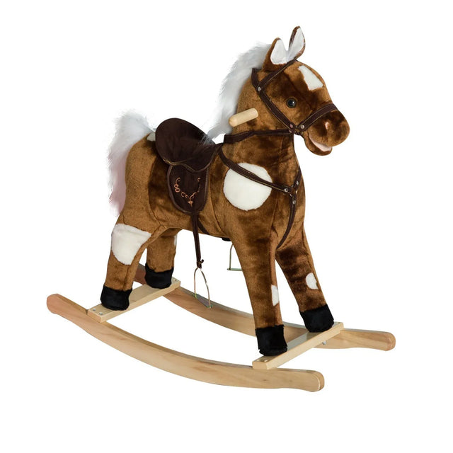 Plush Metal Frame Kids Rocking Horse Toy With Music - Omega Lifestyles
