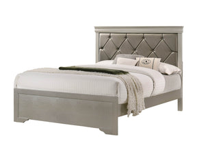 King Modern Solid Wood Panel Bed With Upholstered Headboard - Omega Lifestyles