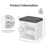 Wooden Shoe Storage Bench With Cushion Seating - Omega Lifestyles