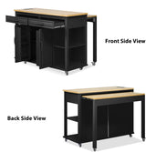 Extendable Rubber Wood Veneer Kitchen Island Cart - Omega Lifestyles