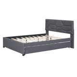 Full Upholstered Platform Bed With Twin Trundle - Omega Lifestyles