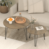 Set of 2 Rustic Brown Round Nesting Coffee Tables - Sleep Galleria