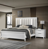 Queen Contemporary Solid Wood Bed And Nightstand Set