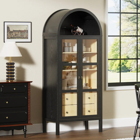 Modern Farmhouse Arched Sensor Light Storage Cabinet - Omega Lifestyles