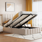 Full Upholstered Hydraulic Storage Platform Bed Frame Full