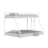 Matte White Metal Twin Over Full Low Bunk Bed - Omega Lifestyles
