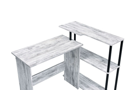 Antique White & Black L-Shaped Writing Desk - Omega Lifestyles