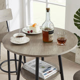 Bar Table Set Of 3 With Upholstered Backrest And Shelf - Omega Lifestyles