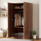2-Door Solid Wood Wardrobe Armoire With Shelves - Omega Lifestyles