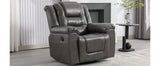 Grey Manual PU Upholstered Home Theater Recliner Chair Set - Omega Lifestyles