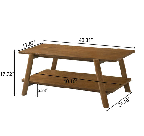 Mid-Century Modern Walnut Wood Shelf Coffee Table - Sleep Galleria