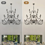 Farmhouse 24-Light Matte Black Metal Chandelier - Omega Lifestyles