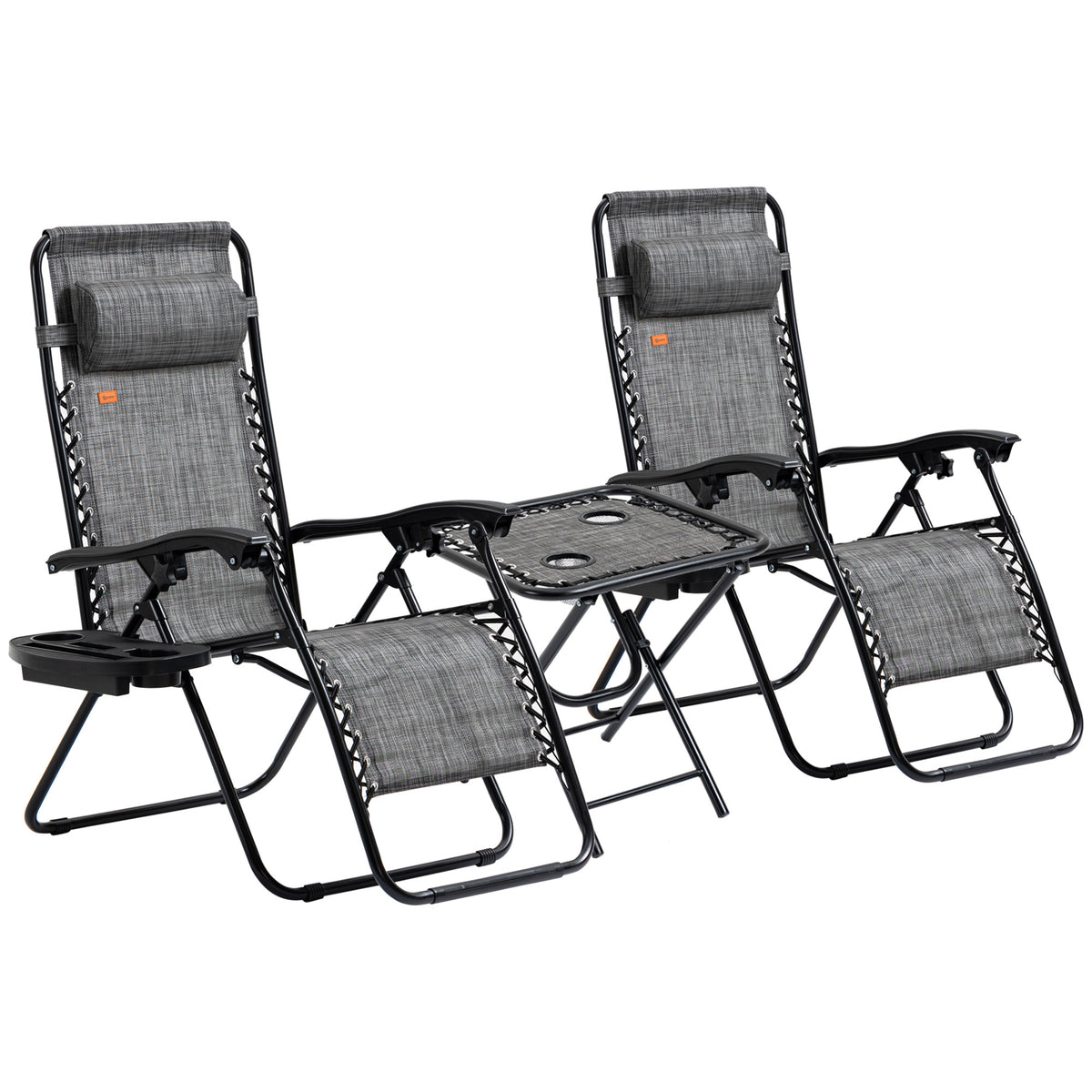 Set Of 2 Zero Gravity Folding Lounge Chairs With Table