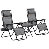 Set Of 2 Zero Gravity Folding Lounge Chairs With Table