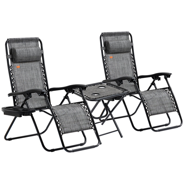 Set Of 2 Zero Gravity Folding Lounge Chairs With Table