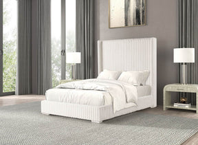 Twin Contemporary White Chenille Fabric Mattress Ready Bed Frame - Omega Lifestyles