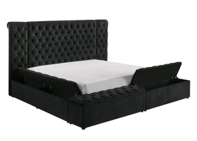 Queen Velvet Tufted Upholstered Bed Frame With Storage - Omega Lifestyles