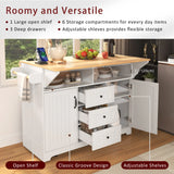 Folding Kitchen Island Cart With Power Outlet and Storage - Omega Lifestyles
