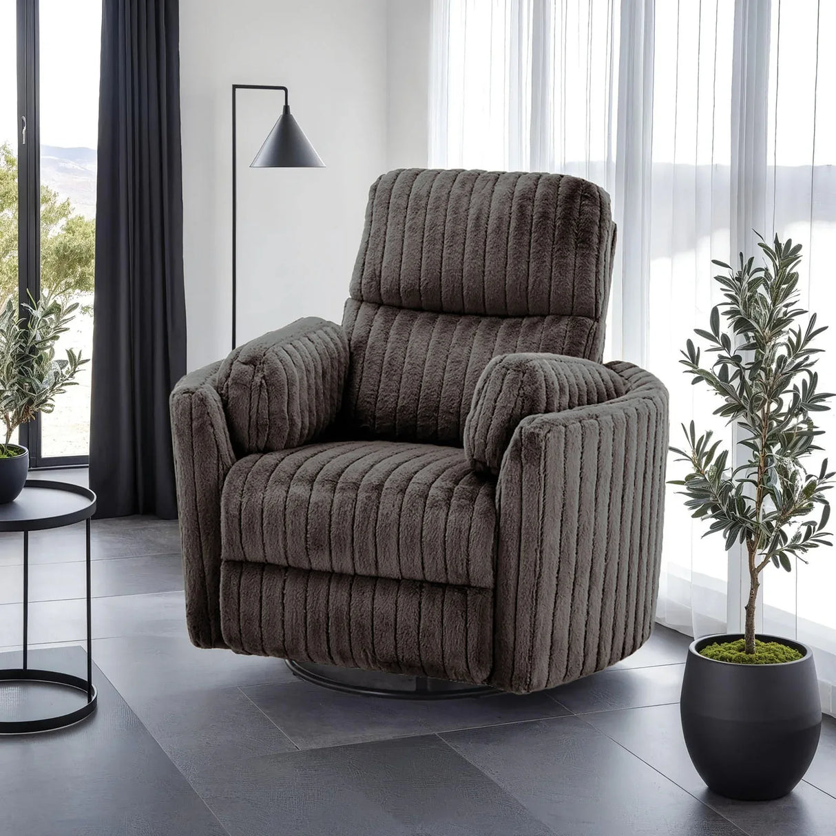 Contemporary Chocolate Brown Power Recliner Glider Chair - Omega Lifestyles