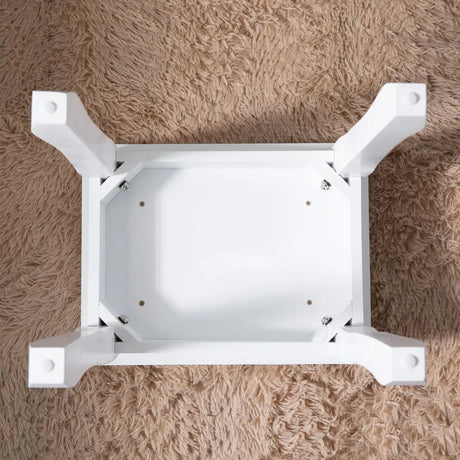 White Solid Wood Vanity Stool With Cushioned Seat - Omega Lifestyles