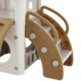 8-in-1 Toddler Freestanding Slide Climber Playset Brown - Omega Lifestyles
