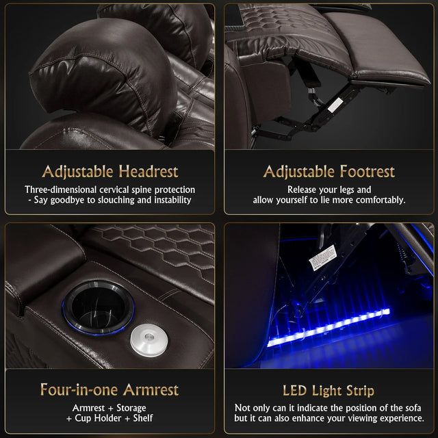 Top-Grain Nappa Leather Power Recliner With RGB Lighting - Omega Lifestyles