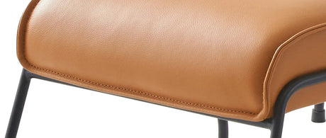 Sandstone Top Grain Leather Accent Chair With Ottoman - Omega Lifestyles