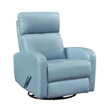 Blue Leather Gliding Swivel Recliner Chair With Recline - Omega Lifestyles