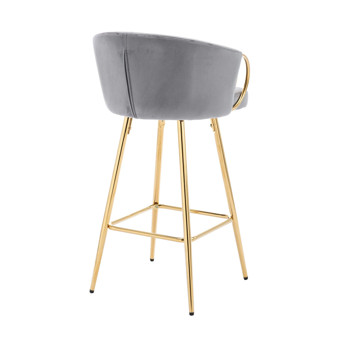 Set Of 2 Gray Velvet Fabric Bar Stools With Foam Cushion - Omega Lifestyles