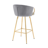 Set Of 2 Gray Velvet Fabric Bar Stools With Foam Cushion - Omega Lifestyles