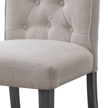 Set of 2 Beige Linen Synthetic Wood Side Chairs - Omega Lifestyles