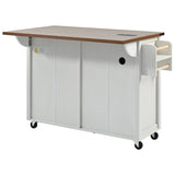 Farmhouse Style Rolling Kitchen Island With Power Outlet - Omega Lifestyles