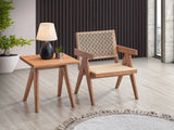 2-Piece Natural Wood Rattan Accent Chair And End Table Set - Omega Lifestyles