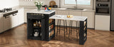 Extendable Black Kitchen Island With Storage Cabinet - Omega Lifestyles