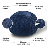 Navy Faux Fur Shredded Memory Foam Bean Bag Chair - Omega Lifestyles