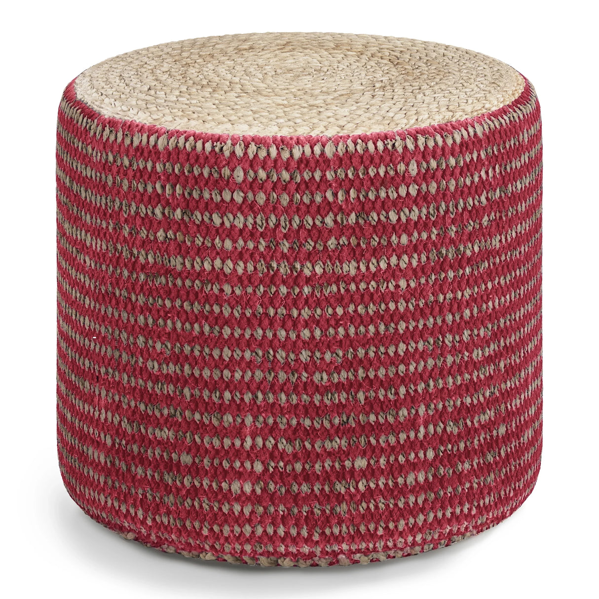 Round Braided Jute Cotton Pouf Ottoman Seat - Omega Lifestyles