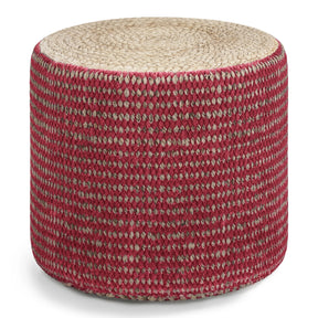 Round Braided Jute Cotton Pouf Ottoman Seat - Omega Lifestyles