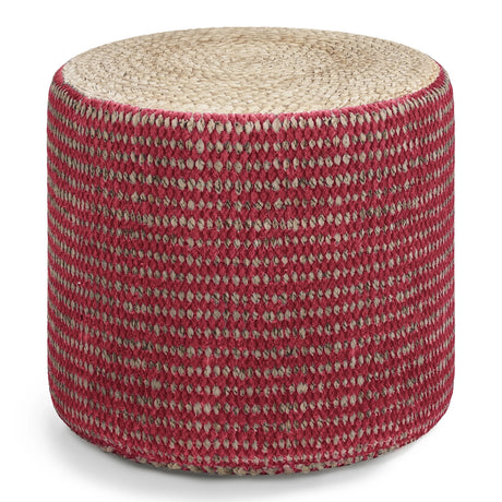 Round Braided Jute Cotton Pouf Ottoman Seat - Omega Lifestyles