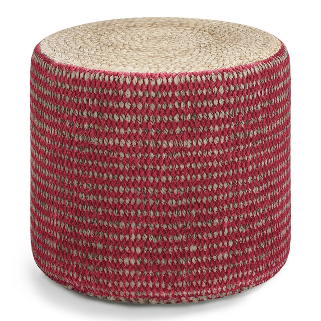 Round Braided Jute Cotton Pouf Ottoman Seat - Omega Lifestyles