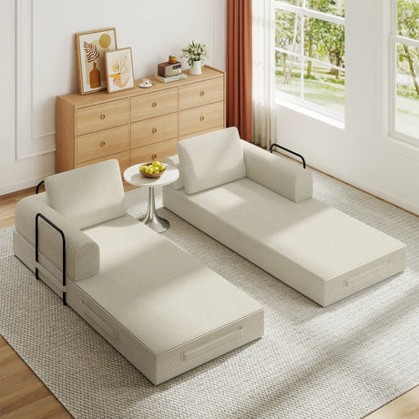 Convertible Foldable Corduroy Sofa Bed With Mattress - Omega Lifestyles