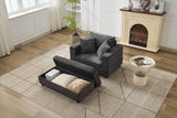 Dark Gray Corduroy Chaise Lounge Chair With Ottoman - Omega Lifestyles