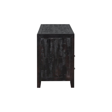 Retro Distressed Solid Wood TV Stand With Drawers - Omega Lifestyles
