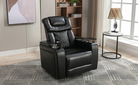 Power Reclining PU Leather Home Theater Recliner Chair - Omega Lifestyles