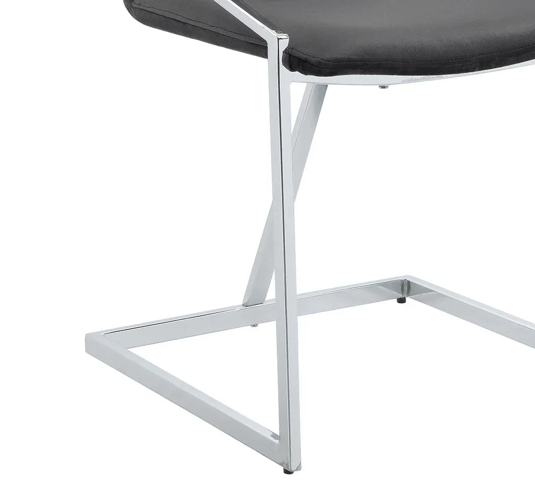 Set of 2 Gray Velvet Upholstered Metal Side Chairs - Omega Lifestyles