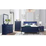 Transitional Blue LED Lighting Solid Wood Dresser - Omega Lifestyles