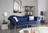 Deep Tufted Velvet Three-Seat Sofa With Nailhead Trim - Omega Lifestyles